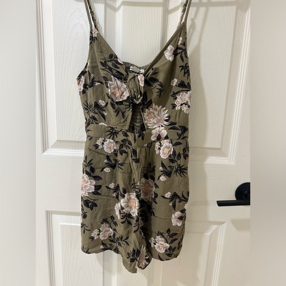 American Eagle Olive Floral Romper